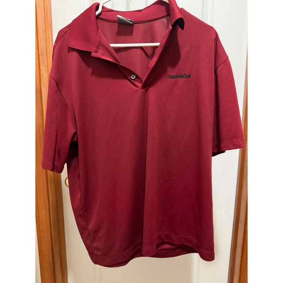 Nike Golf Dri-FIT Komatsu Polo Shirt Mens Medium Maroon Burgundy Short Sleeve
